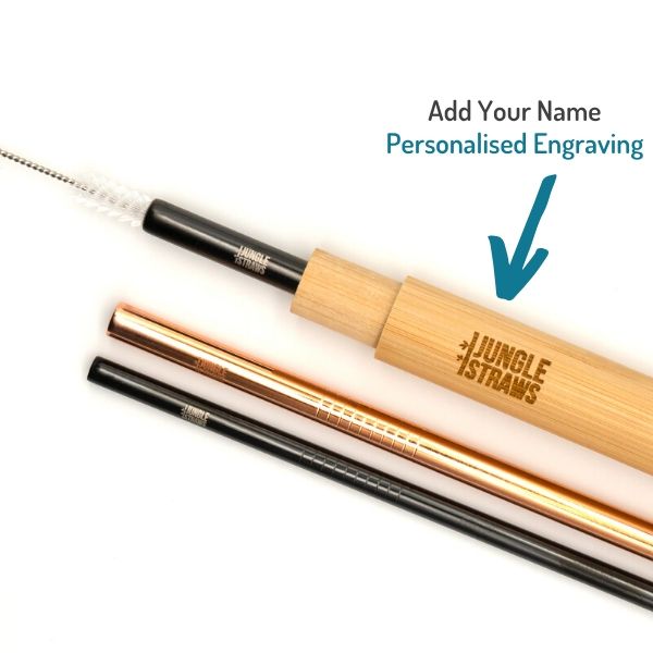 Personalised Reusable Metal Straw Set
