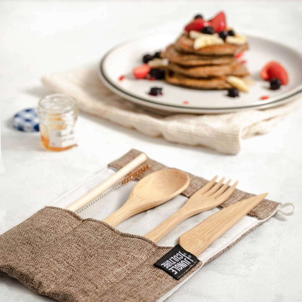 Bamboo Cutlery Set (Green bag)