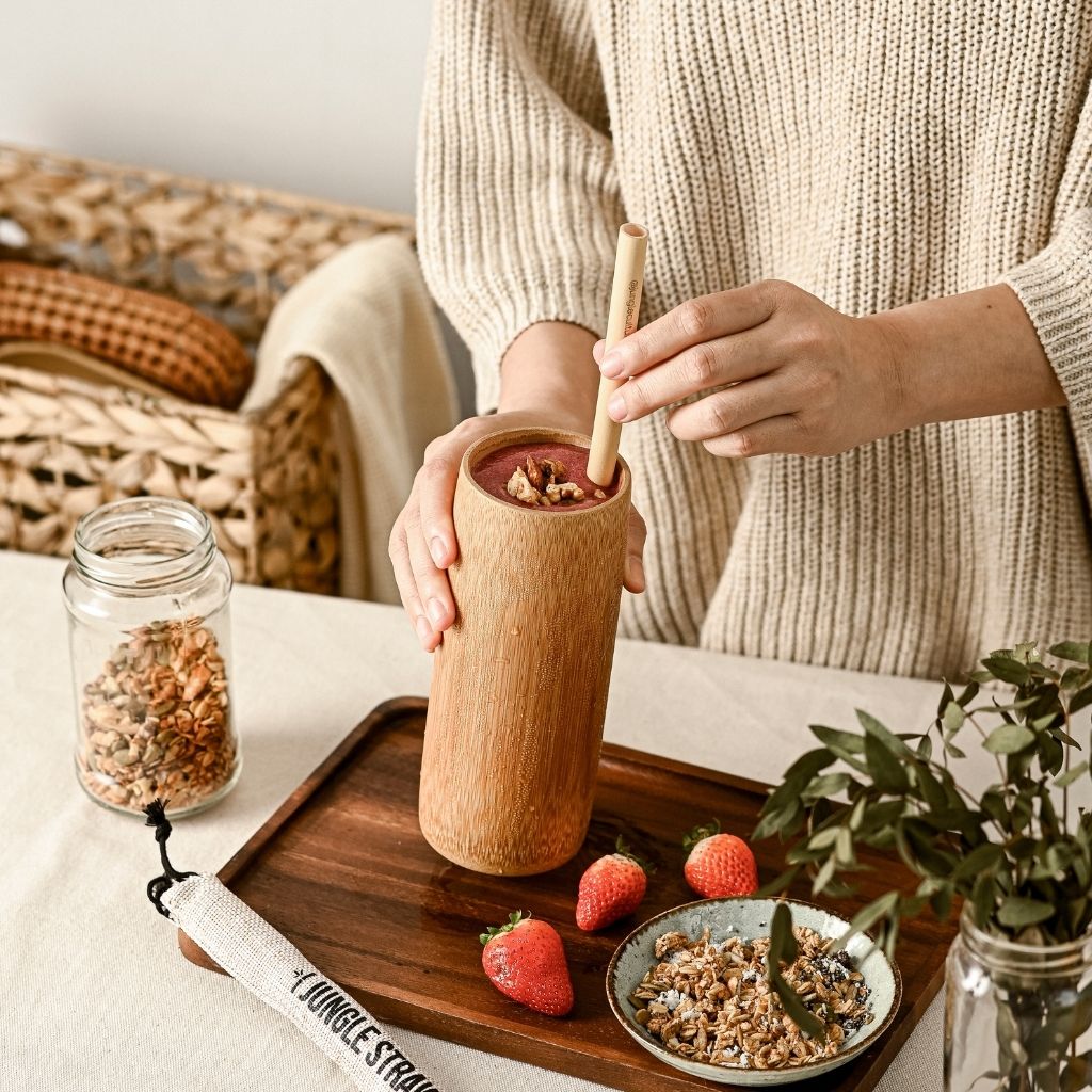 natural wooden bamboo cups