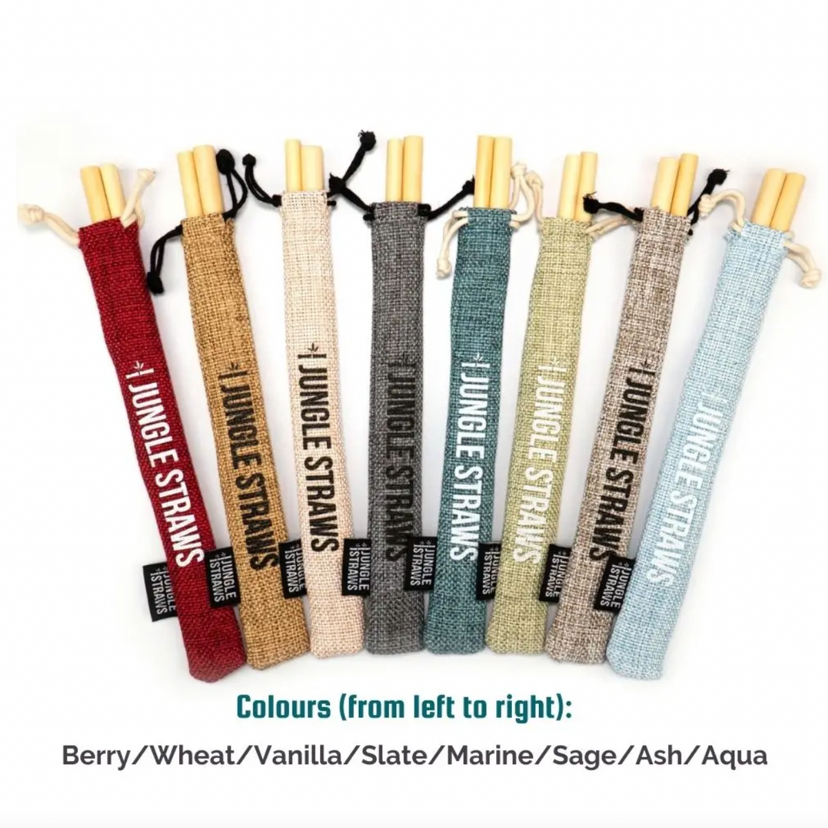 Reusable Bamboo Drinking Straws w/ Natural Jute Bag (Pack of 6)