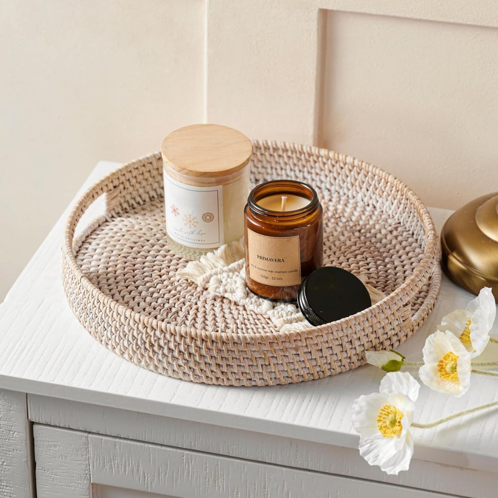 bathroom storage trays rattan