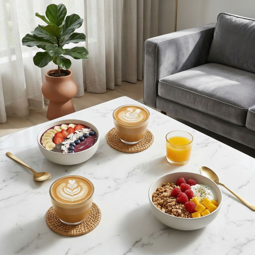 Natural rattan coaster set with intricate handcrafted weave pattern