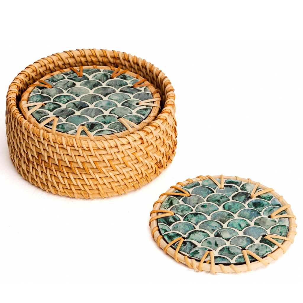 handmade woven coaster set