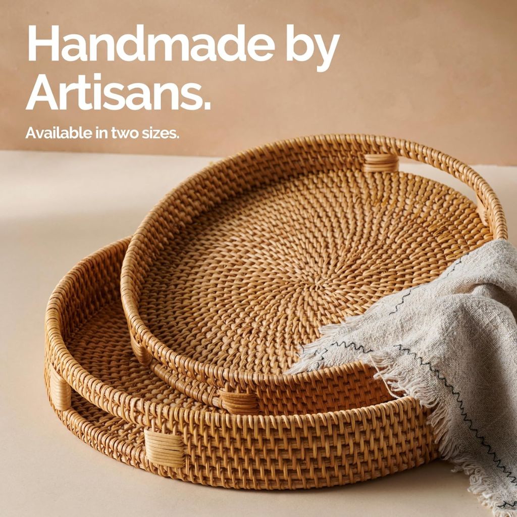 hand woven rattan trays