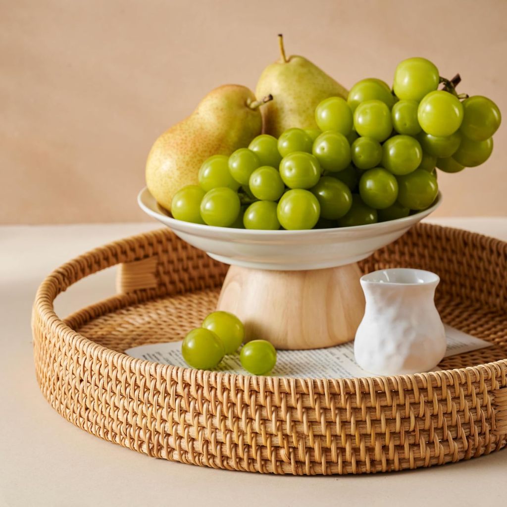 natural rattan home decor tray