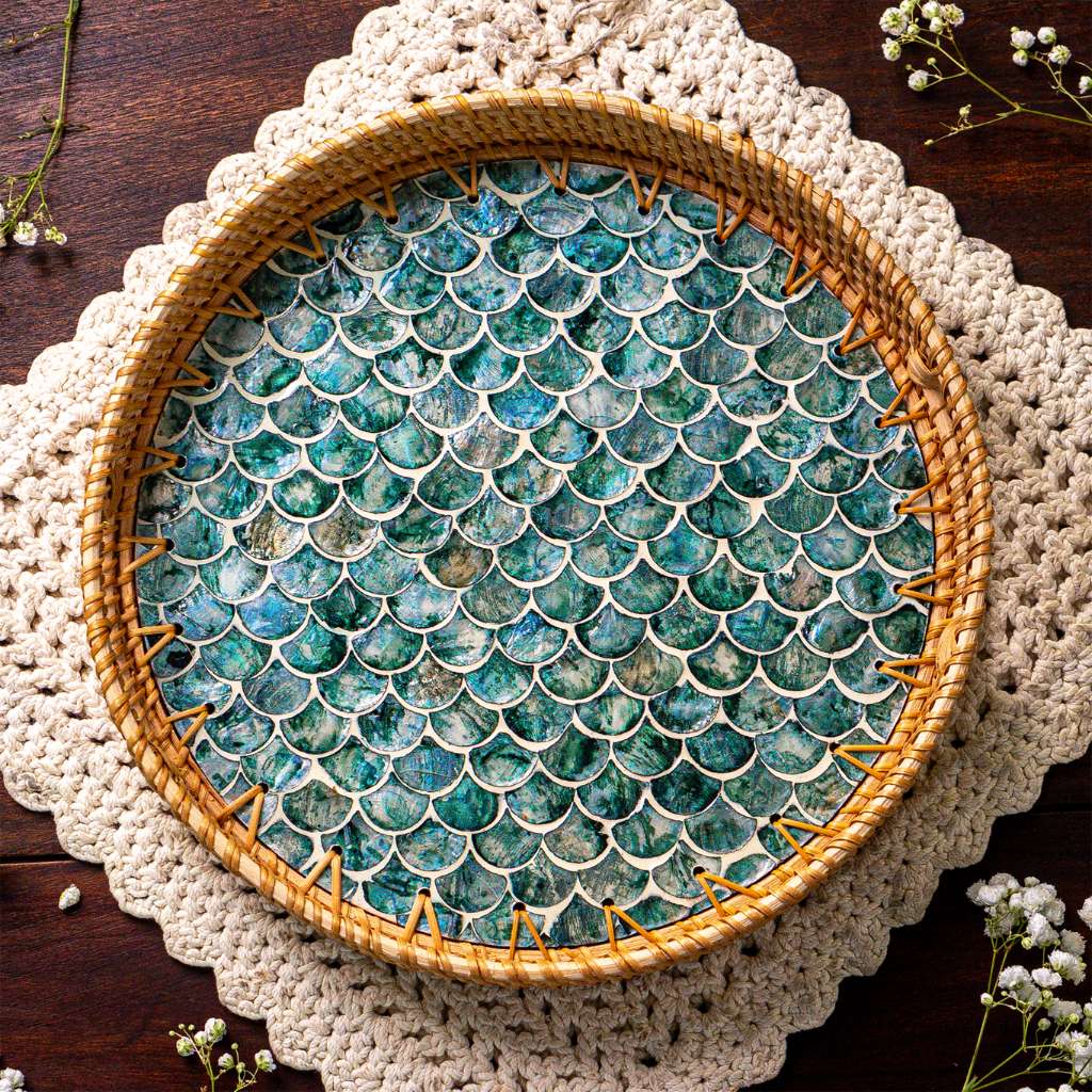 Rattan Trays • Mother of Pearl • Cascade (Multiple Sizes)