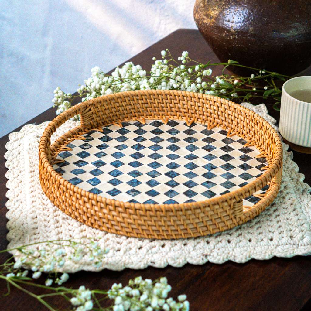 Rattan Trays • Mother of Pearl • Drift (Multiple Sizes)