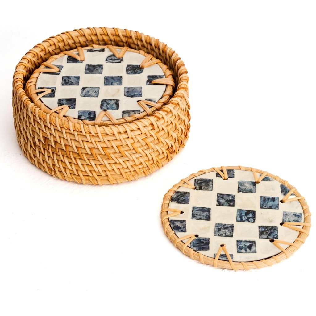 woven coasters with holder