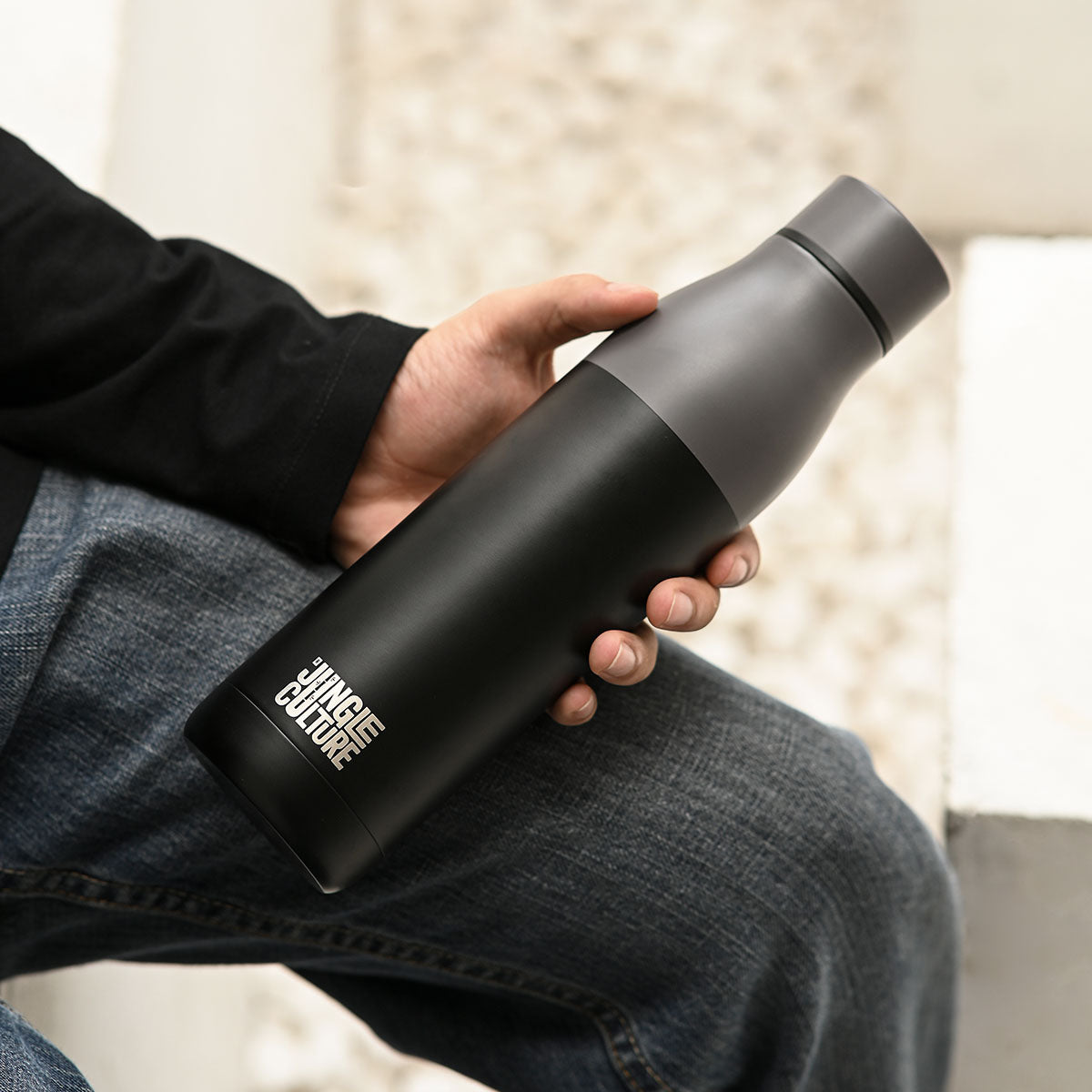 Reusable Black Water Bottles Jungle Culture